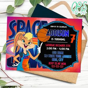 Space jam girl Invitation Customizable Template Instant Download