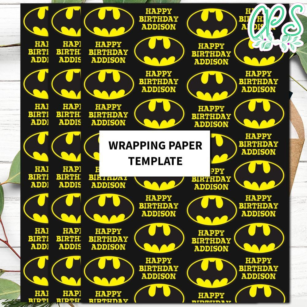 Batman Wrapping Paper Printable Template Instant Download ...