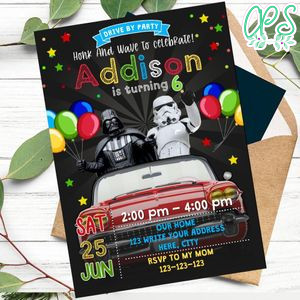 Darth Vader Star Wars Drive By Birthday Parade Invitation Printable Instant Download