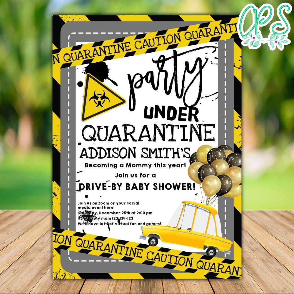 Printable Zoom Party Under Quarantine Baby Shower Invitation DIY