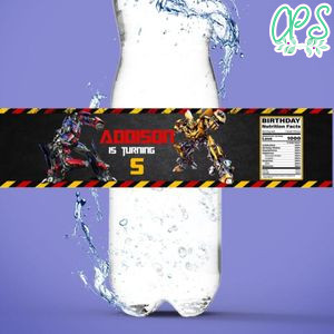 Transformers Water Bottle Label Template to Print at Home Instant Download