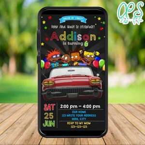Mobile African Rugrats Drive By Birthday Parade Electronic Invite Invitation Template Instant Download