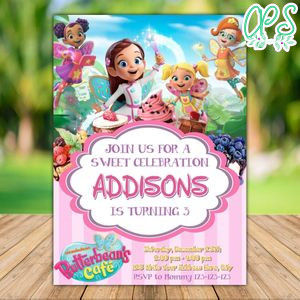 Editable Butterbean's Cafe Birthday Flyer Instant Download