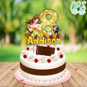 Belle Beauty and the Beast Birthday Cake Topper Template Printable Instant Download
