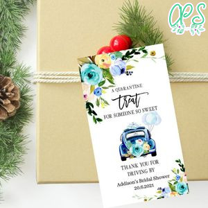 Greenery Floral Drive By Bridal Shower Thank you tag Template to Print at Home Instant Download