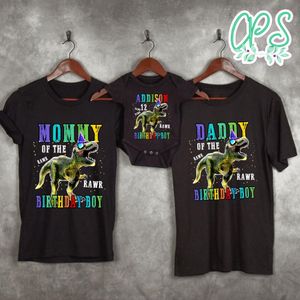 Dinosaur T Rex Birthday Family Matching Party Shirts