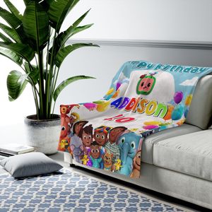 Black cocomelon Birthday Blanket Velveteen Plush Blanket