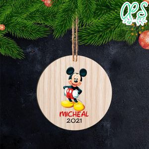 Mickey Mouse Christmas Wood Ornament Gift