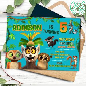 All hail king Julien Madagascar Invitation Template to Print at Home Instant Download