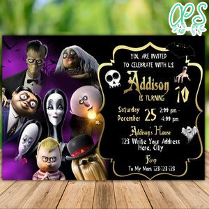Printable Addams Family Invitation Template Instant Download
