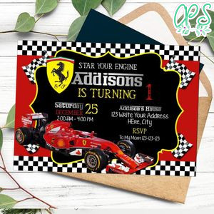 Ferrari Racing Car Birthday Invitation Customizable Template Instant Download