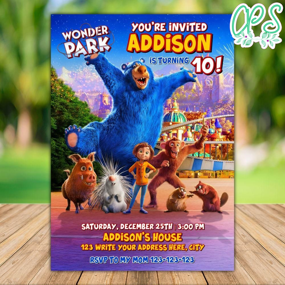 Printable Wonder Park Movie Birthday Flyer Invitations Instant Download