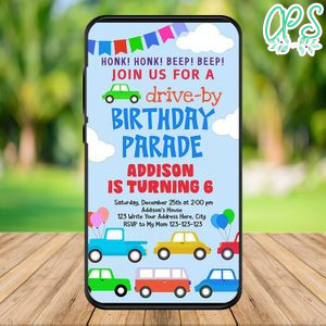 Electronic Boy Drive By Birthday Parade Electronic Invite Invitation Instant Download