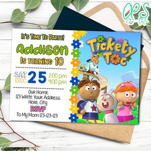Tickety Toc Birthday Invitation Printable Instant Download