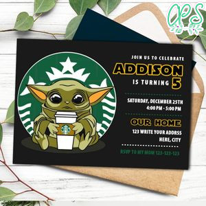 Yoda Starbucks Invitation Template to Print at Home Instant Download