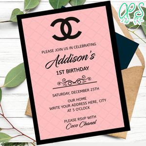 Chanel Birthday Invitation Printable Instant Download