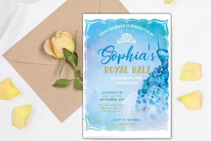 Cinderella Birthday Invitations - Beauty and the Beast Birthday Invitation