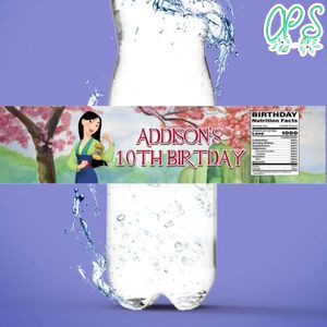Mulan Water Bottle Label Template to Print at Home Instant Download