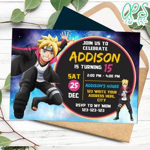 Boruto Invitation Template to Print at Home Instant Download