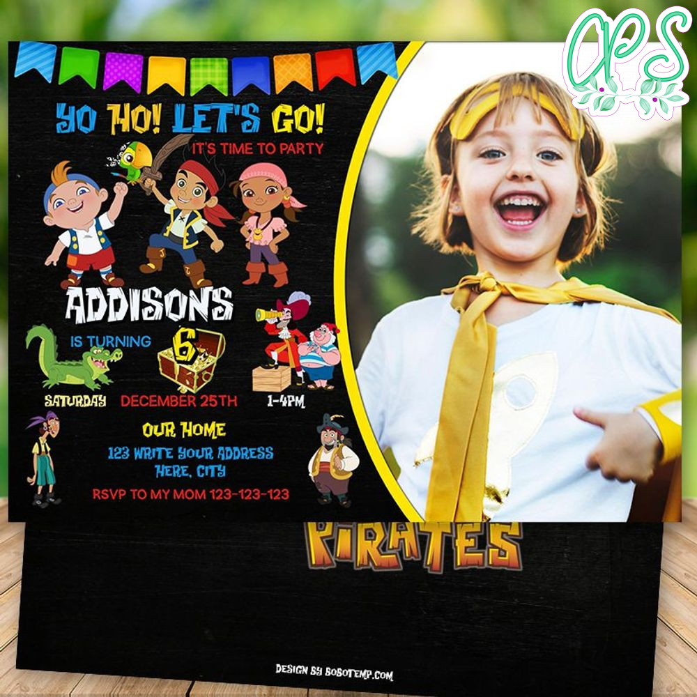 Printable Jake and the Neverland Pirates Birthday Flyer With Photo Instant Download
