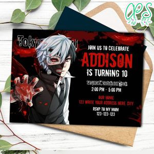 Tokyo Ghoul Anime Invitation Template to Print at Home Instant Download