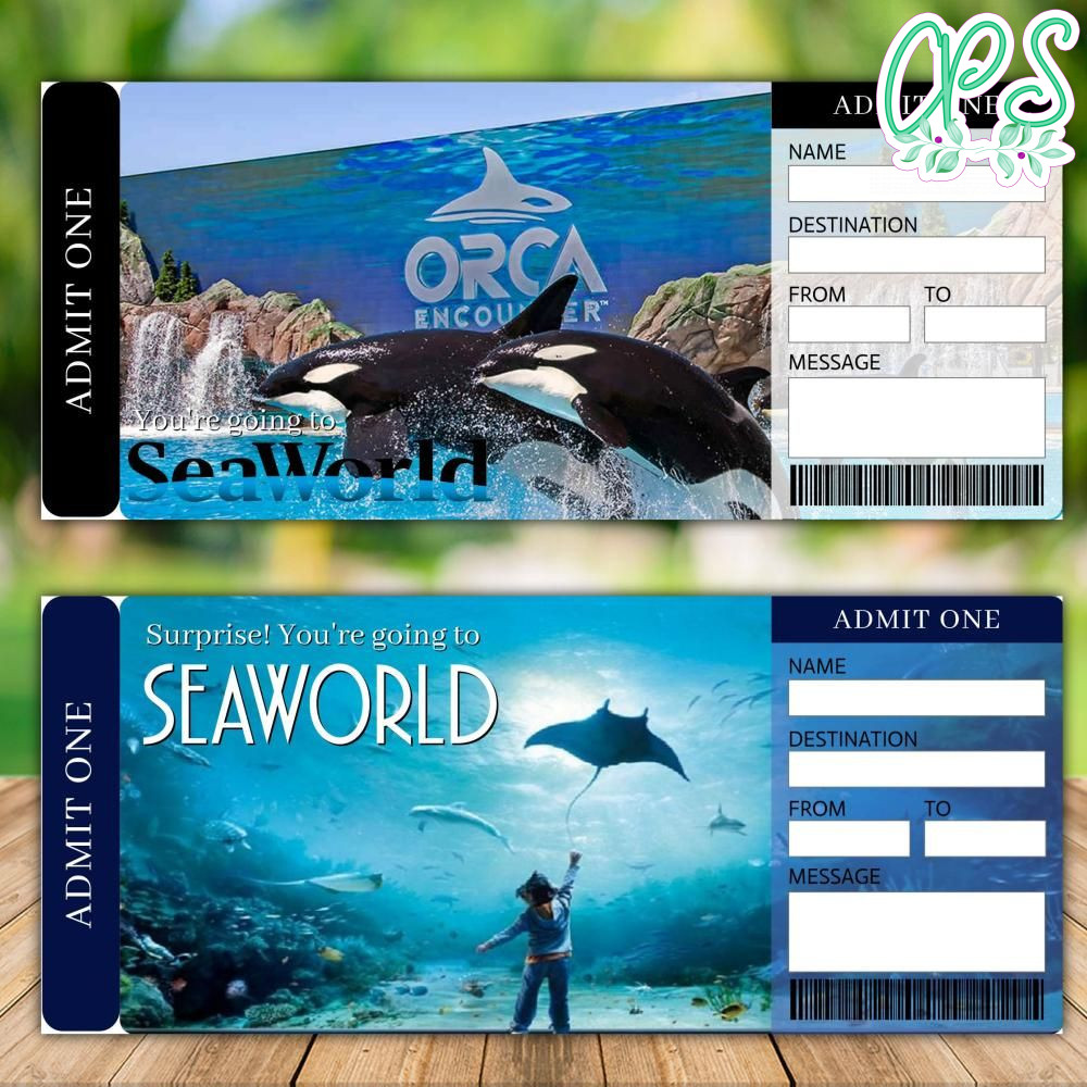 Editable SEAWORLD Surprise Trip Tickets Instant Download