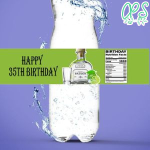 Patron Tequila Water Bottle Label Template to Print at Home Instant Download