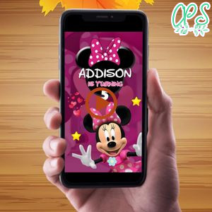 Minnie mouse Video Invitation Digital Template Customizable Instant Download