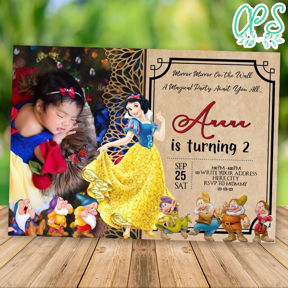 Snow White Birthday Flyer, Snow White Party With Photo