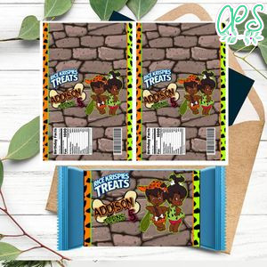 African Flintstone Birthday Rice Krispie Treat Digital File Printable Instant Download