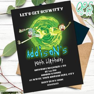 Printable Rick and Morty Birthday Invitation Instant Download