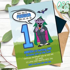 Count Von Count Birthday Invitation Printable Instant Download