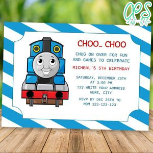 Editable Thomas the Tank Engine Birthday Invitation Digital File