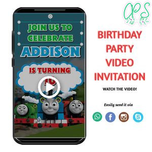 Thomas and Friends Video Invitation Digital Template Customizable Instant Download