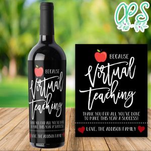 Virtual Teacher Appreciation Week Printable Wine Label Instant Download