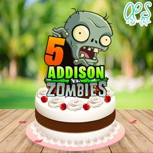 Printable Plants & Zombies Birthday Cake Topper Template Instant Download
