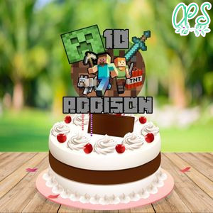Minecraft Birthday Cake Topper Template Printable Instant Download