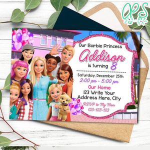 Barbie Dreamhouse adventures Invitation Customizable Template Instant Download