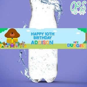 Hey Duggee Birthday Water Bottle Label Template to Print at Home Instant Download