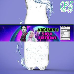 Disney Zombies 2 Water Bottle Label Template to Print at Home Instant Download