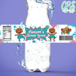 Phil and Lil African American Gender Reveal Water Bottle Label Template to Print at Home Instant Download
