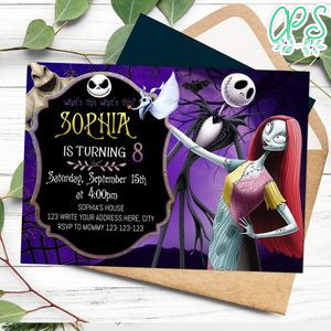 Jack and sally Birthday Invitation Customizable Template Instant Download