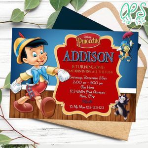 Pinocchio Invitation Customizable Template Instant Download