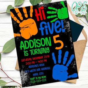 High Five Invitation Template to Print at Home Instant Download