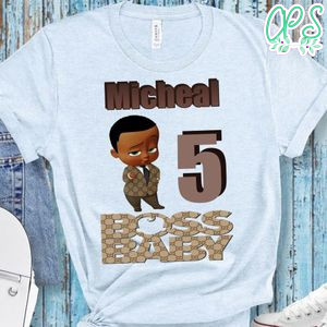 Black Baby Boss Birthday Tee PNG file template for Boy