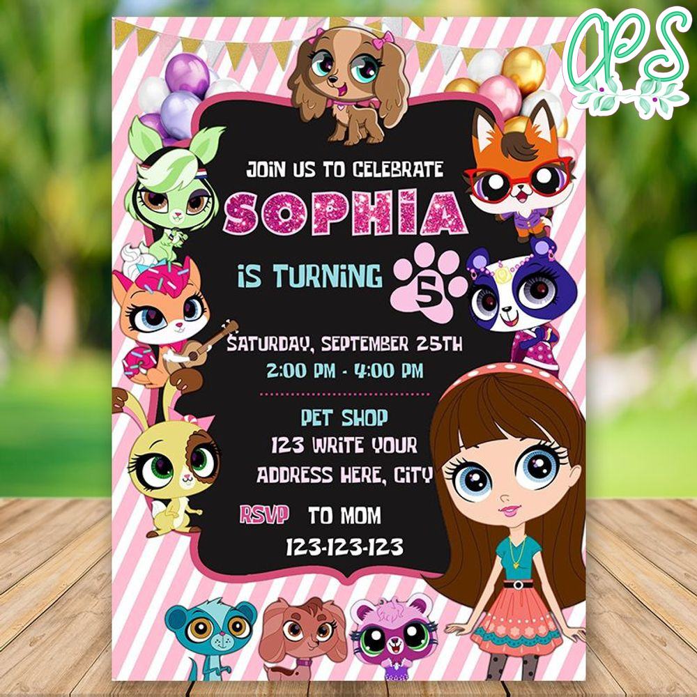 Editable Little Pet Shop Birthday Invitation Instant Download