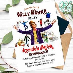 Willy Wonka Invitation Template to Print at Home Instant Download
