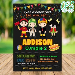 Printable El Chavo del ocho Invitation Template Instant Download