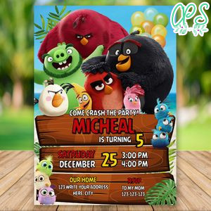 Editable Angry Birds 2 Movie Birthday Party Invitation Instant Download