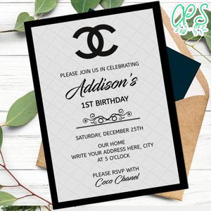 Chanel Birthday Digital Invitation Printable Instant Download